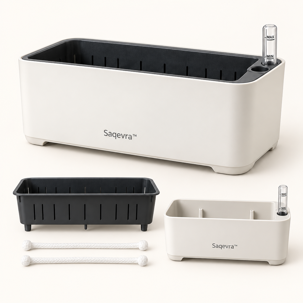 Saqevra™ AquaGauge Self-Watering Planter with Water-Level Indicator image 2