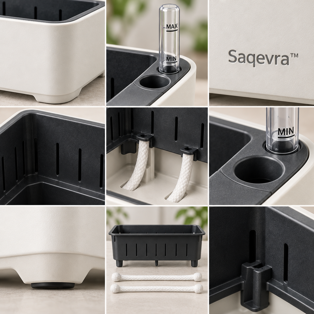 Saqevra™ AquaGauge Self-Watering Planter with Water-Level Indicator image 4