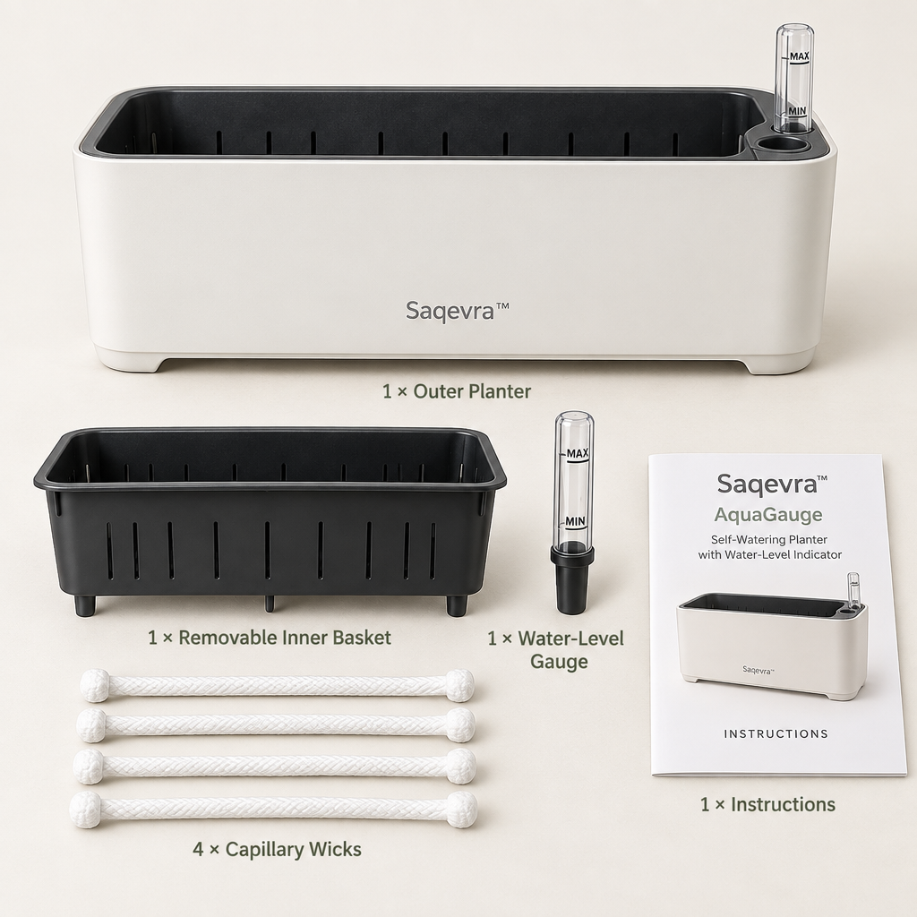 Saqevra™ AquaGauge Self-Watering Planter with Water-Level Indicator image 5