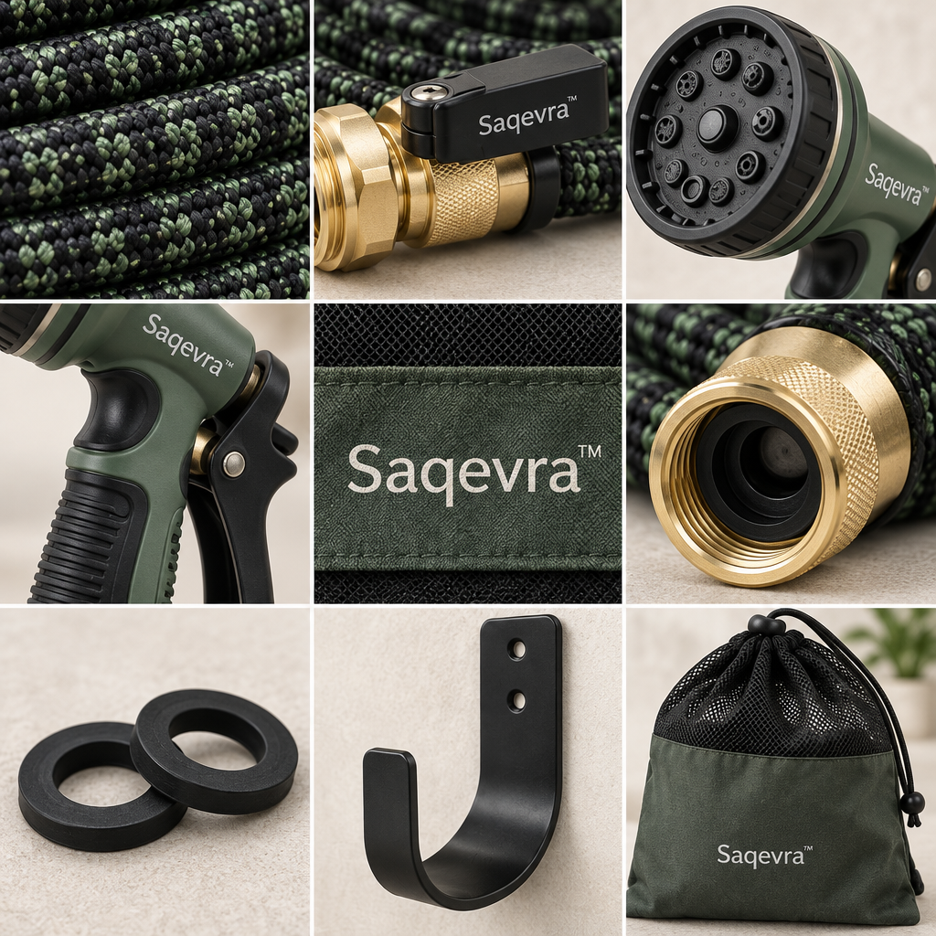 Saqevra™ FlexFlow High-Strength Expandable Garden Hose Set image 4