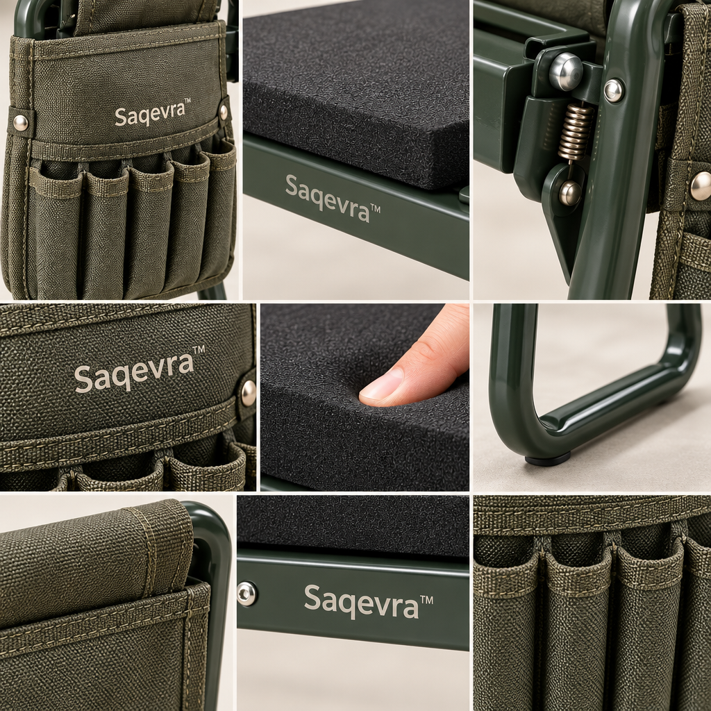 Saqevra™ KneelFold Folding Garden Kneeler and Tool-Pouch Set image 4