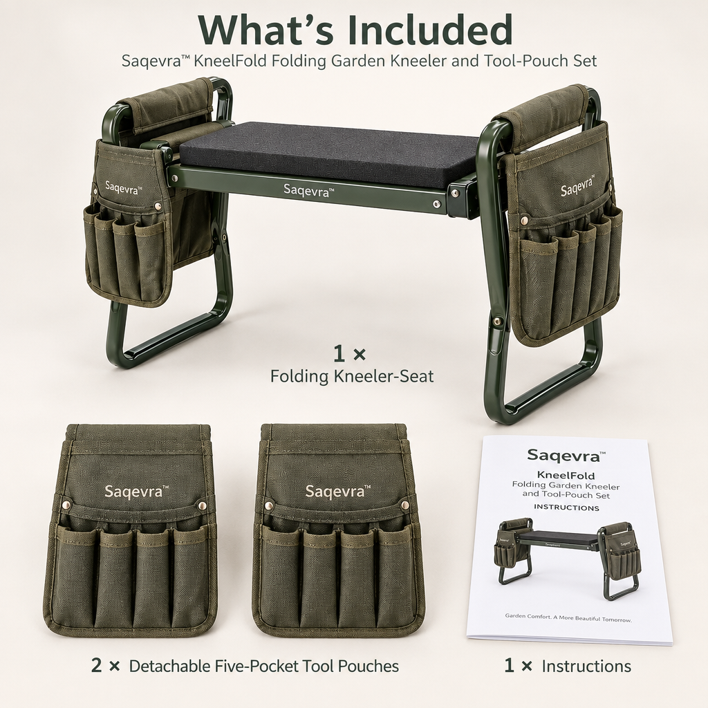 Saqevra™ KneelFold Folding Garden Kneeler and Tool-Pouch Set image 5