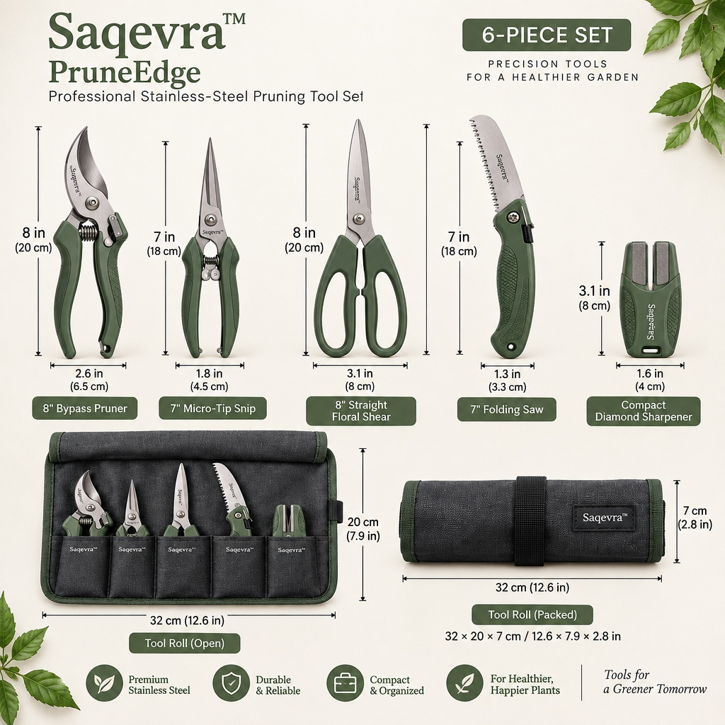 Saqevra™ PruneEdge Professional Stainless-Steel Pruning Tool Set image 6