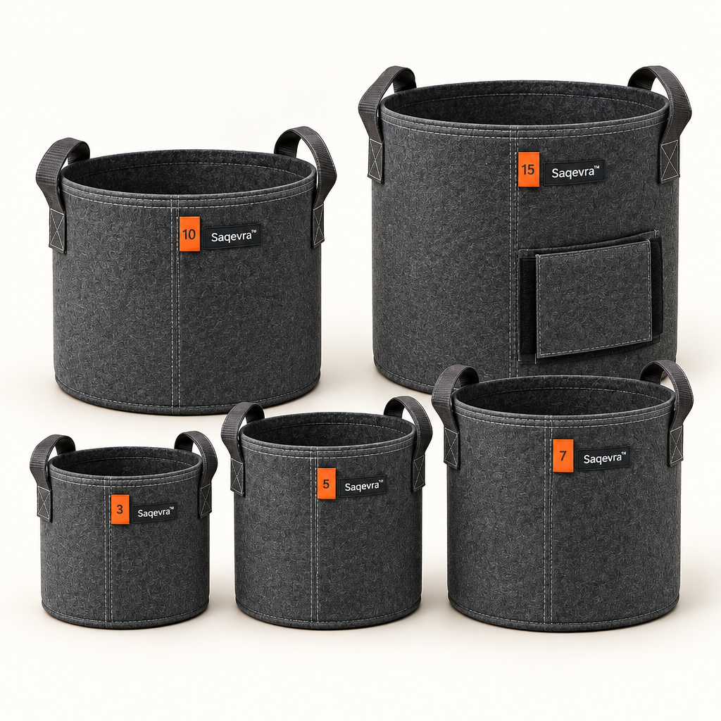 Saqevra™ RootCarry Multi-Size Fabric Grow Bag Set image 2