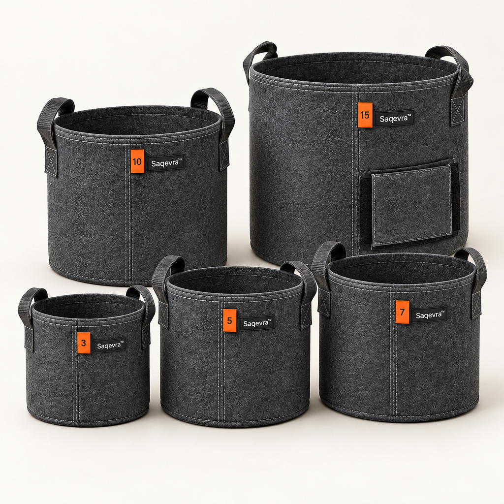 Saqevra™ RootCarry Multi-Size Fabric Grow Bag Set image 5