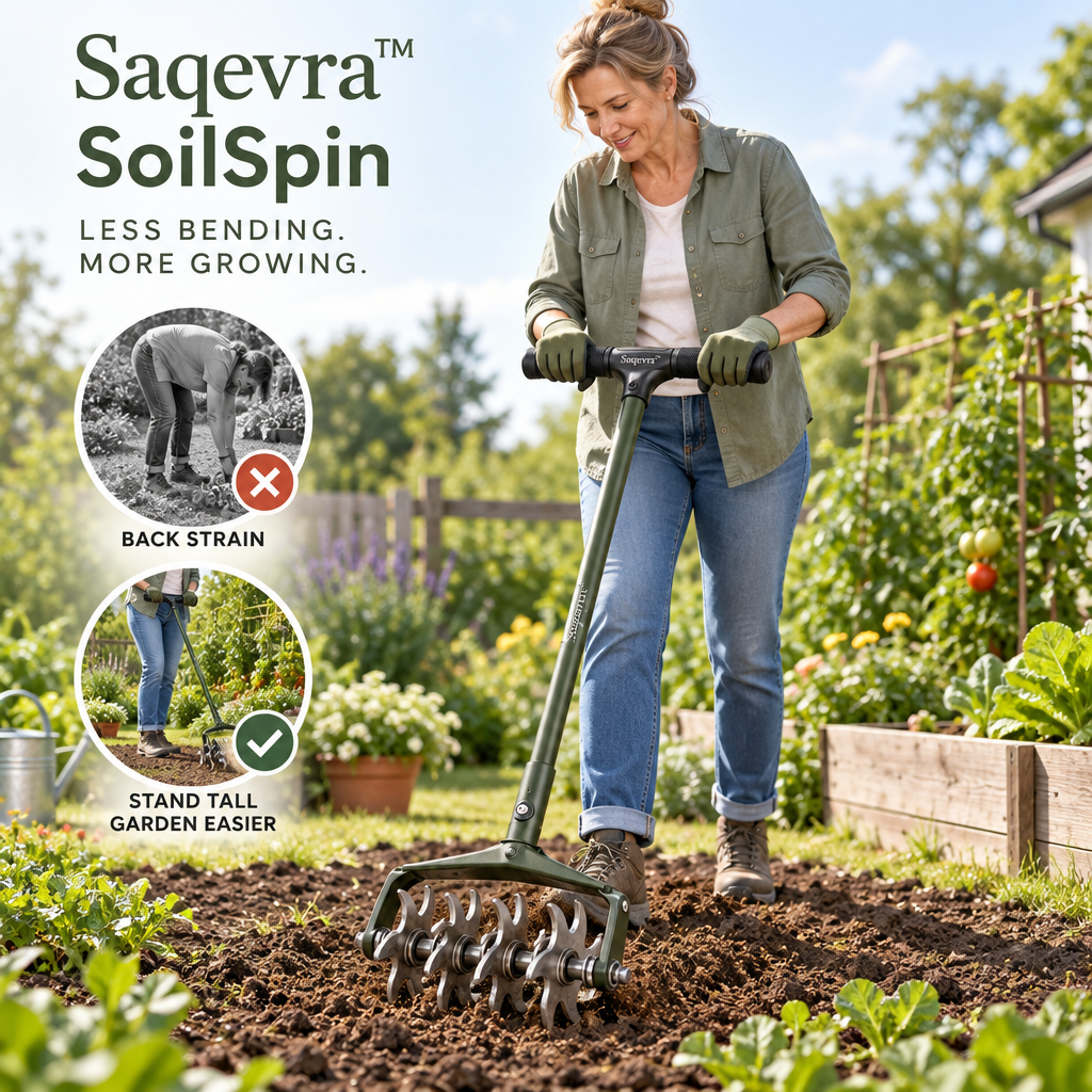 Saqevra™ SoilSpin Long-Handle Rotary Soil Cultivator image 3