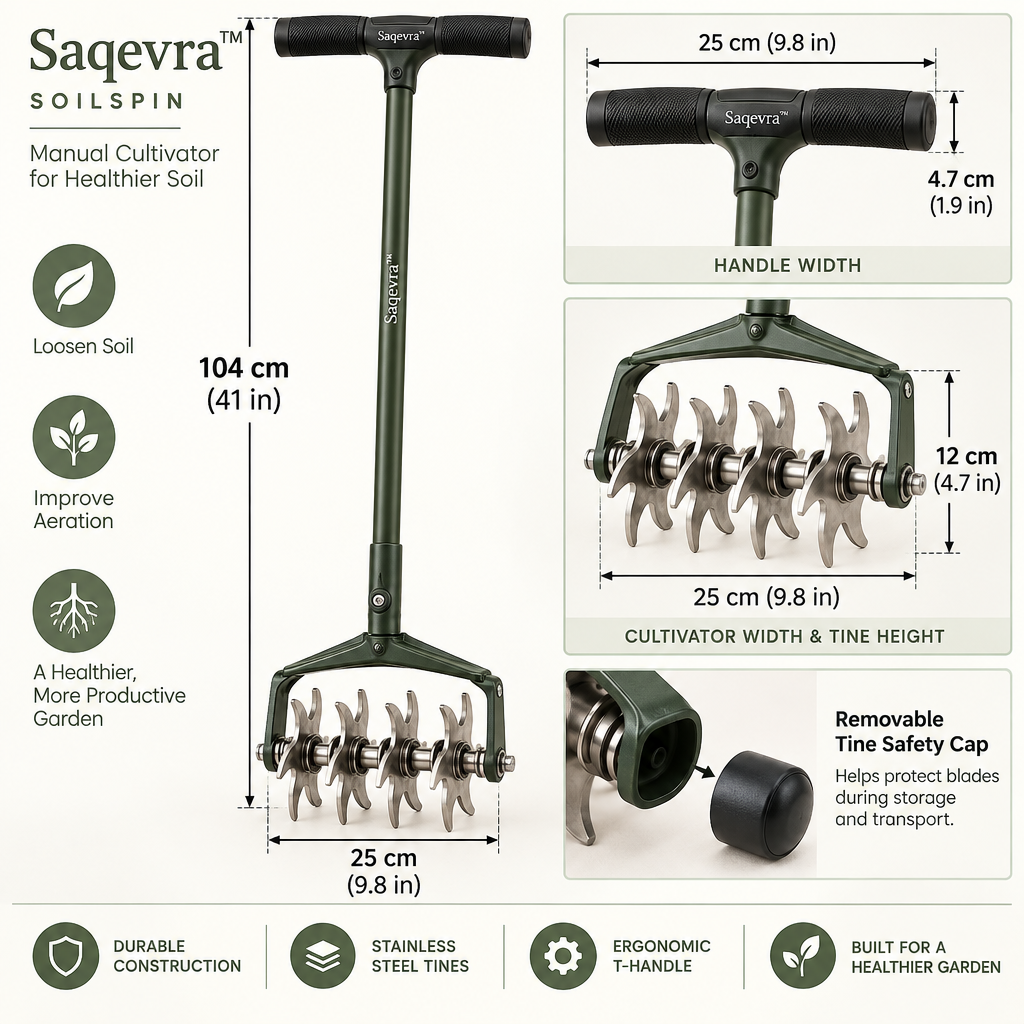 Saqevra™ SoilSpin Long-Handle Rotary Soil Cultivator image 6