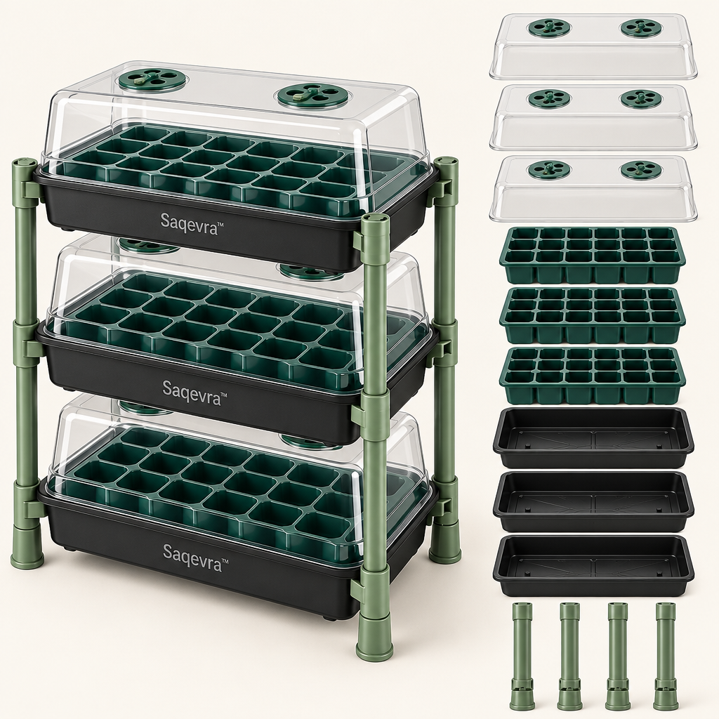 Saqevra™ SproutStack Multi-Level Greenhouse Seedling Tray Set image 2