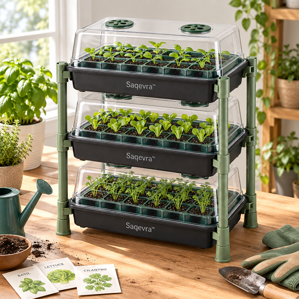 Saqevra™ SproutStack Multi-Level Greenhouse Seedling Tray Set image 3