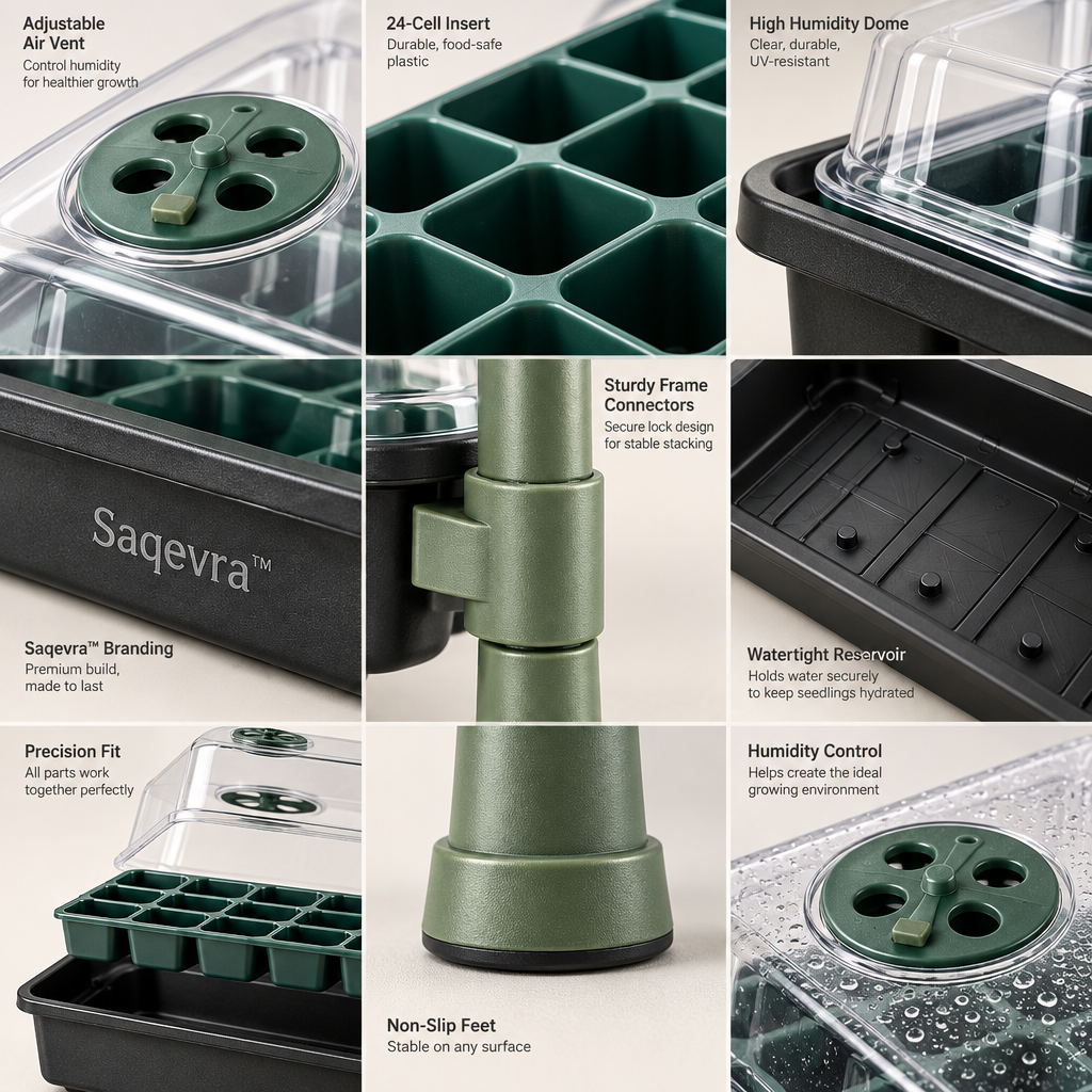 Saqevra™ SproutStack Multi-Level Greenhouse Seedling Tray Set image 4