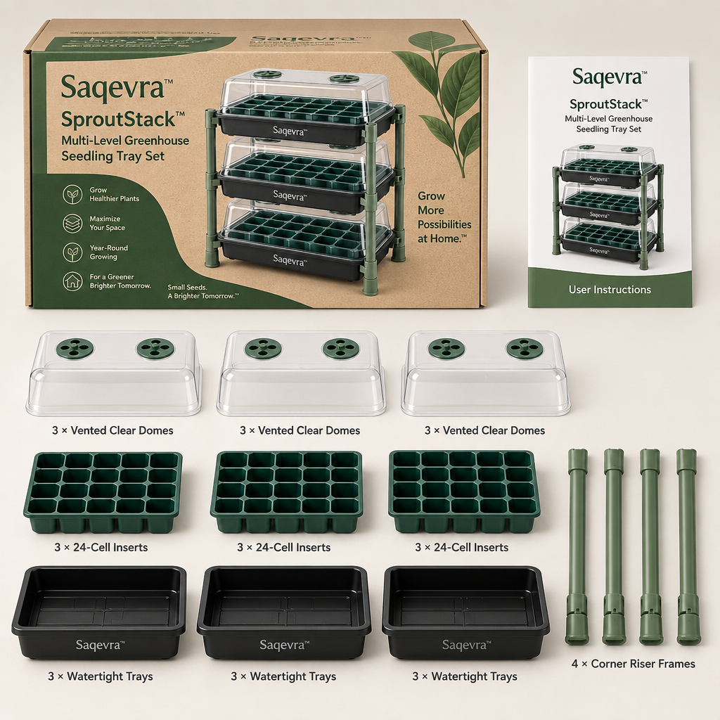 Saqevra™ SproutStack Multi-Level Greenhouse Seedling Tray Set image 5