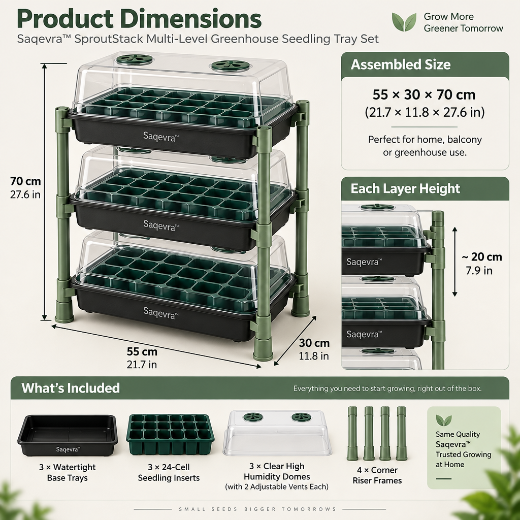Saqevra™ SproutStack Multi-Level Greenhouse Seedling Tray Set image 6