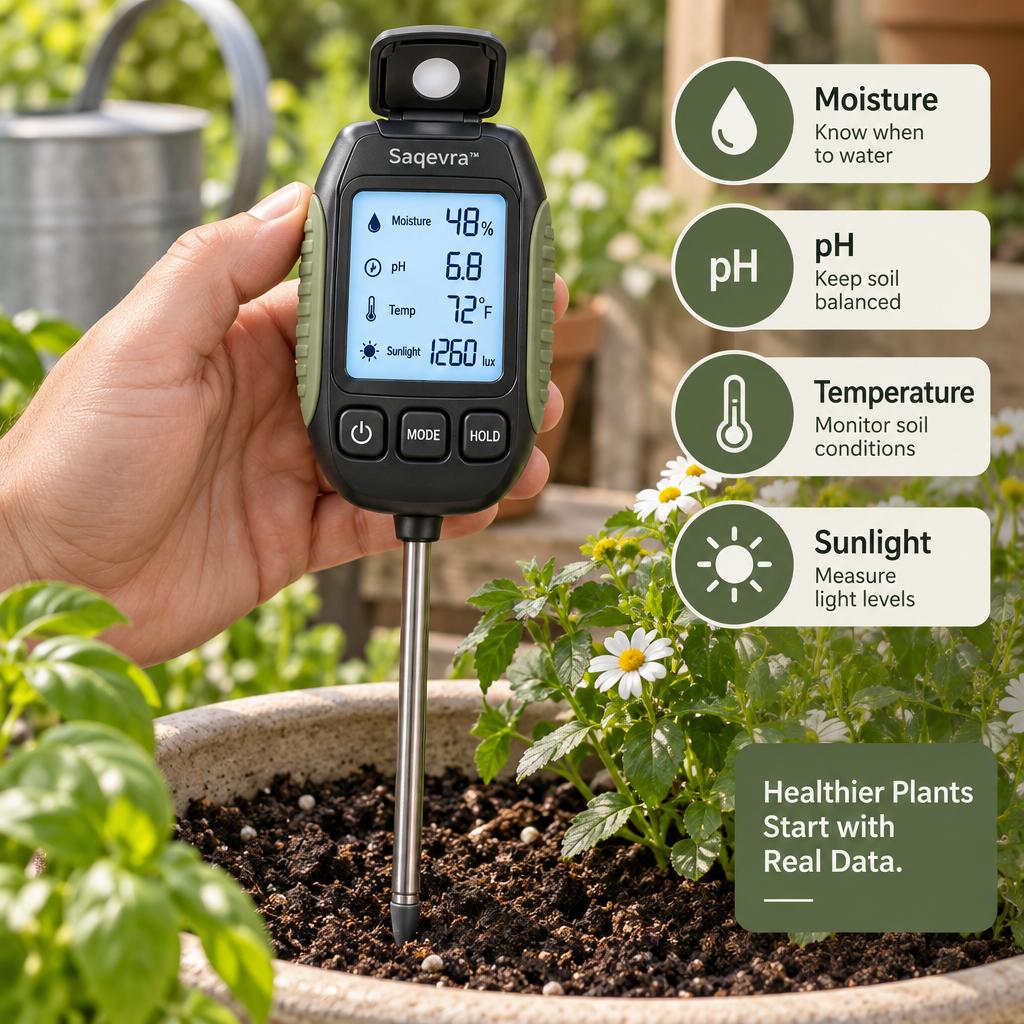 Saqevra™ TerraSense 4-in-1 Digital Soil Meter image 3