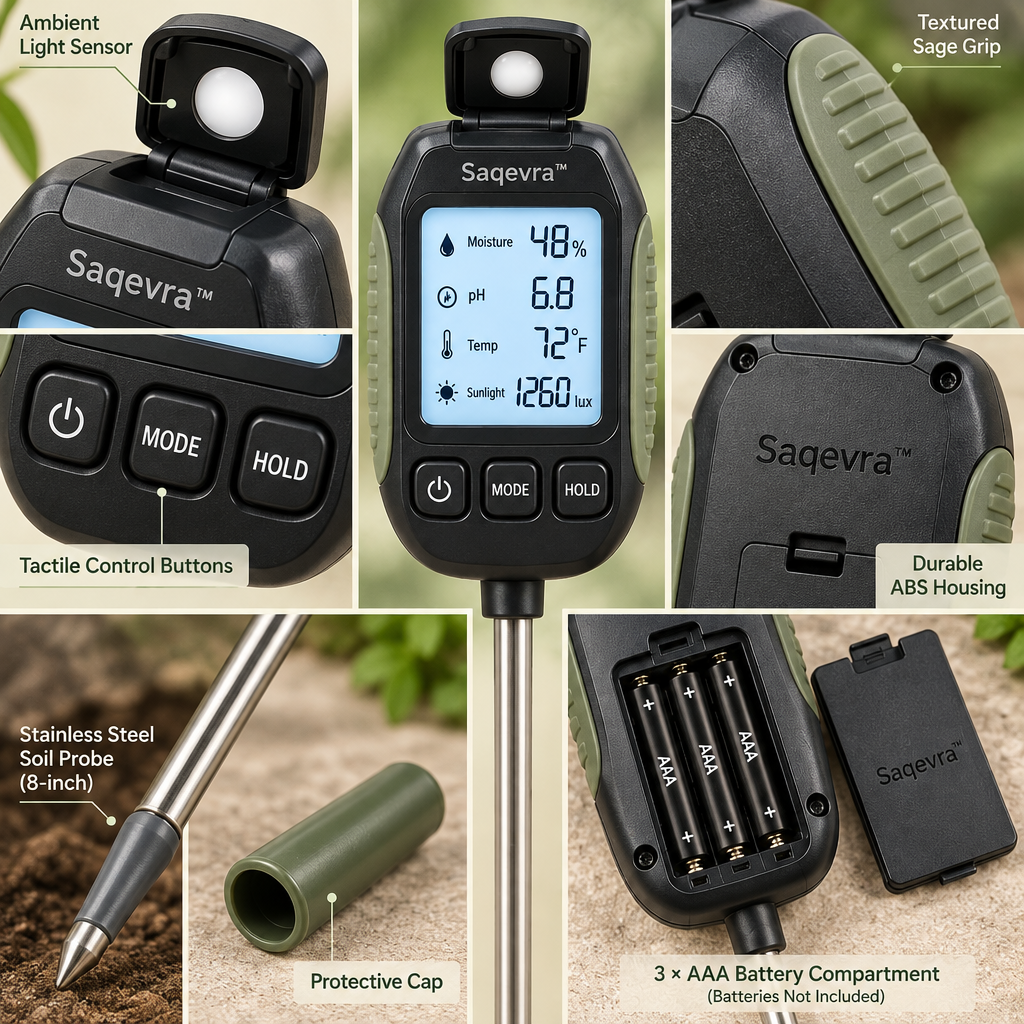 Saqevra™ TerraSense 4-in-1 Digital Soil Meter image 4